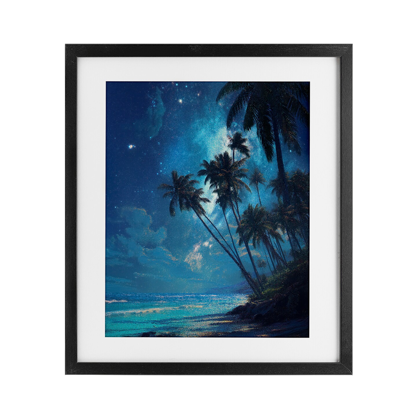 Stupell Industries Moonlit Beach Palm Trees Framed Print Under Glass, design by Ziwei Li