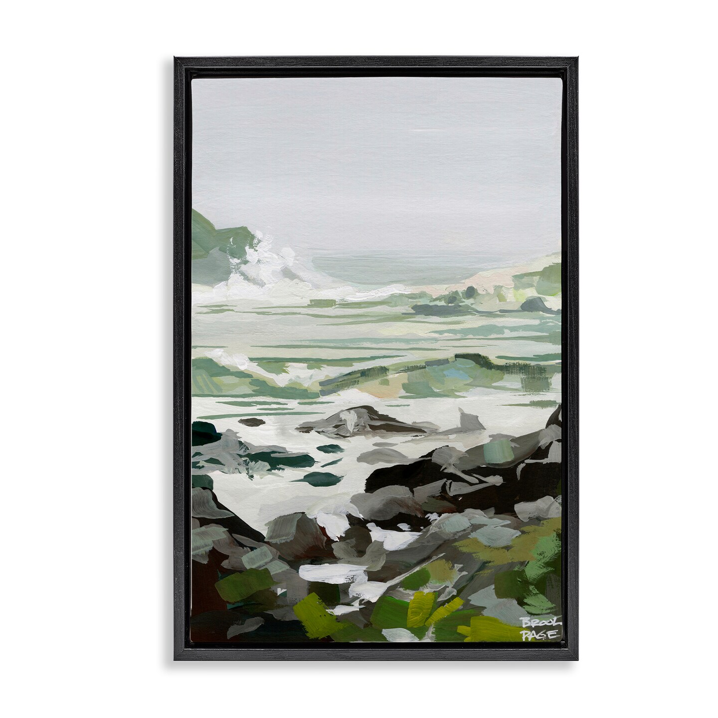 Stupell Industries Coastal Waves & Rocks Impression Floating Frame, design by Brook Page