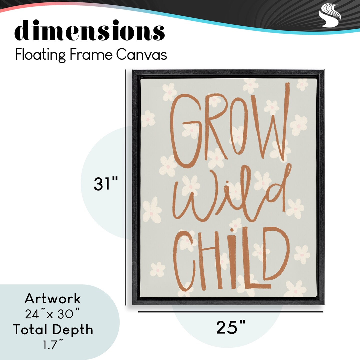 Stupell Industries Grow Wild Child Flowers Floating Frame, design by Katie Griggs