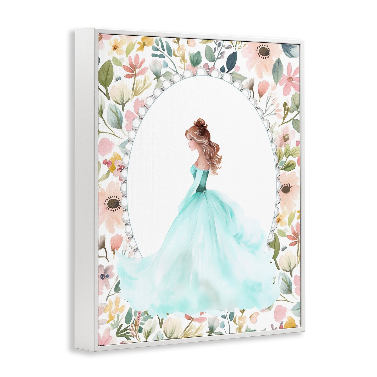 Stupell Industries Blue Princess with Pearl Border Framed Giclee, design by Christine Simpson Art