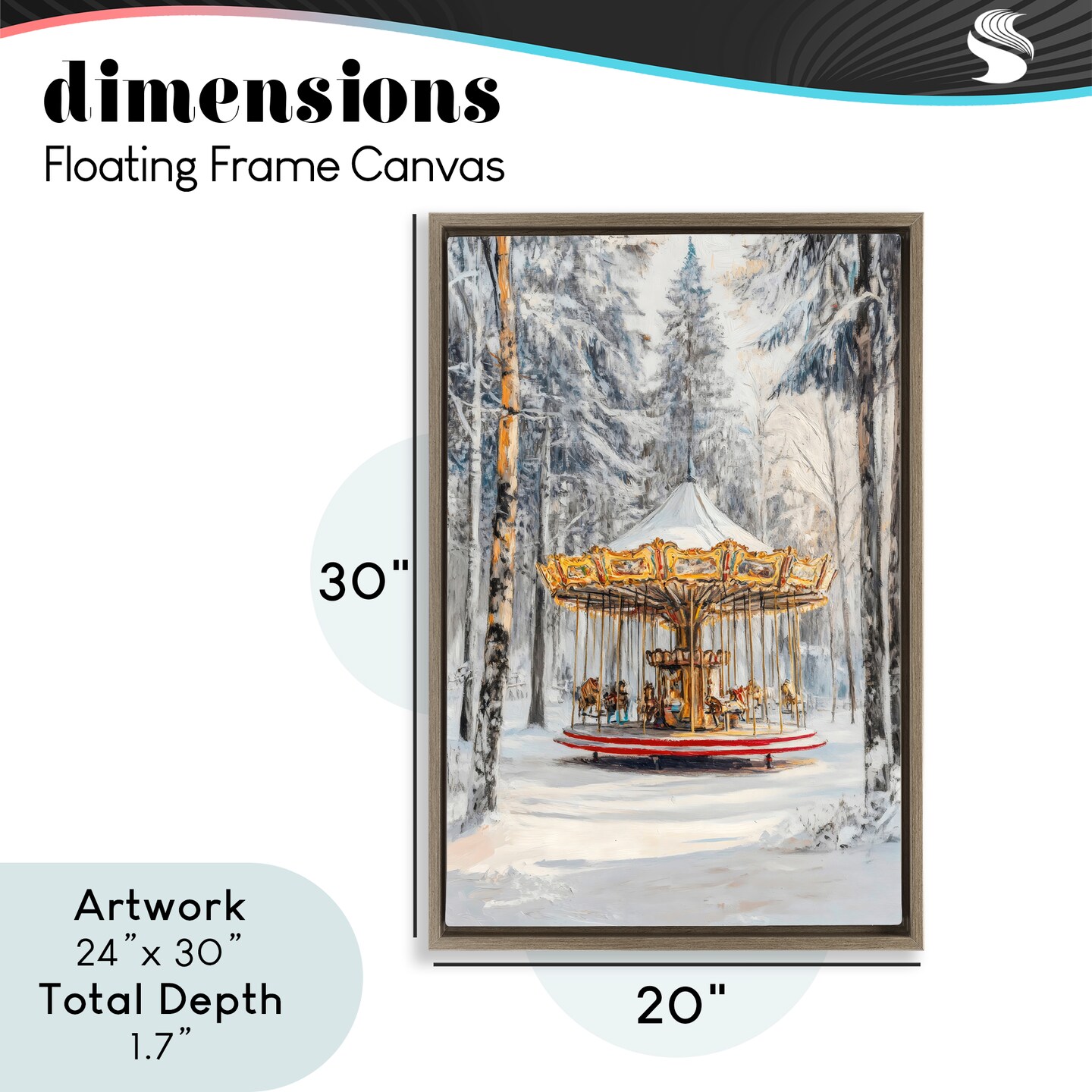 Stupell Industries Winter Wonderland Carousel Floating Frame, design by Petal Prints Design