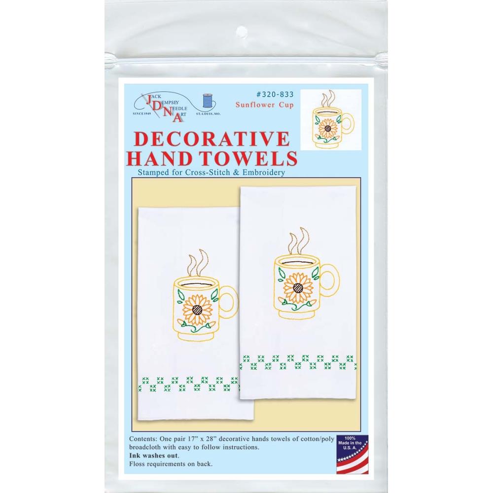 DIY Dempsey Sunflower Cup Stamped Embroidery Guest Hand Towel Kit