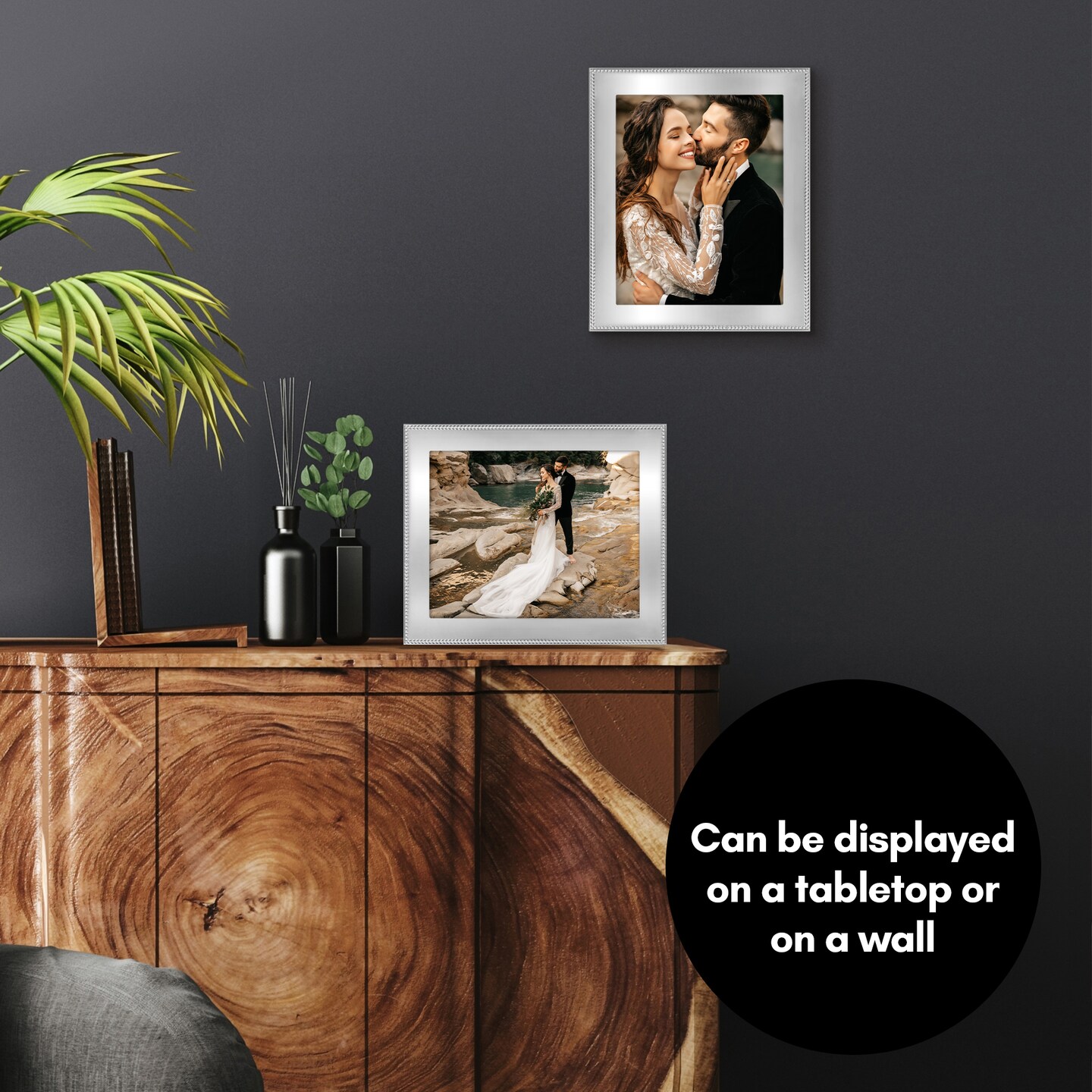 Americanflat Silver Metal Picture Frame with Beaded-Style Detailing - Beaded Picture Frame with Shatter-Resistant Glass - Elegant Gallery Style Frames for Tabletop or Wall Display