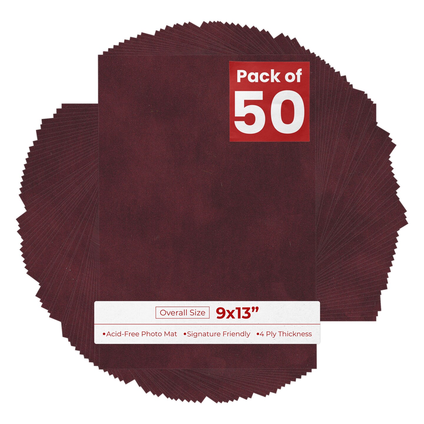 Dark Red Suede 9x13 Uncut Mat Board - Blank Sheets, No Opening