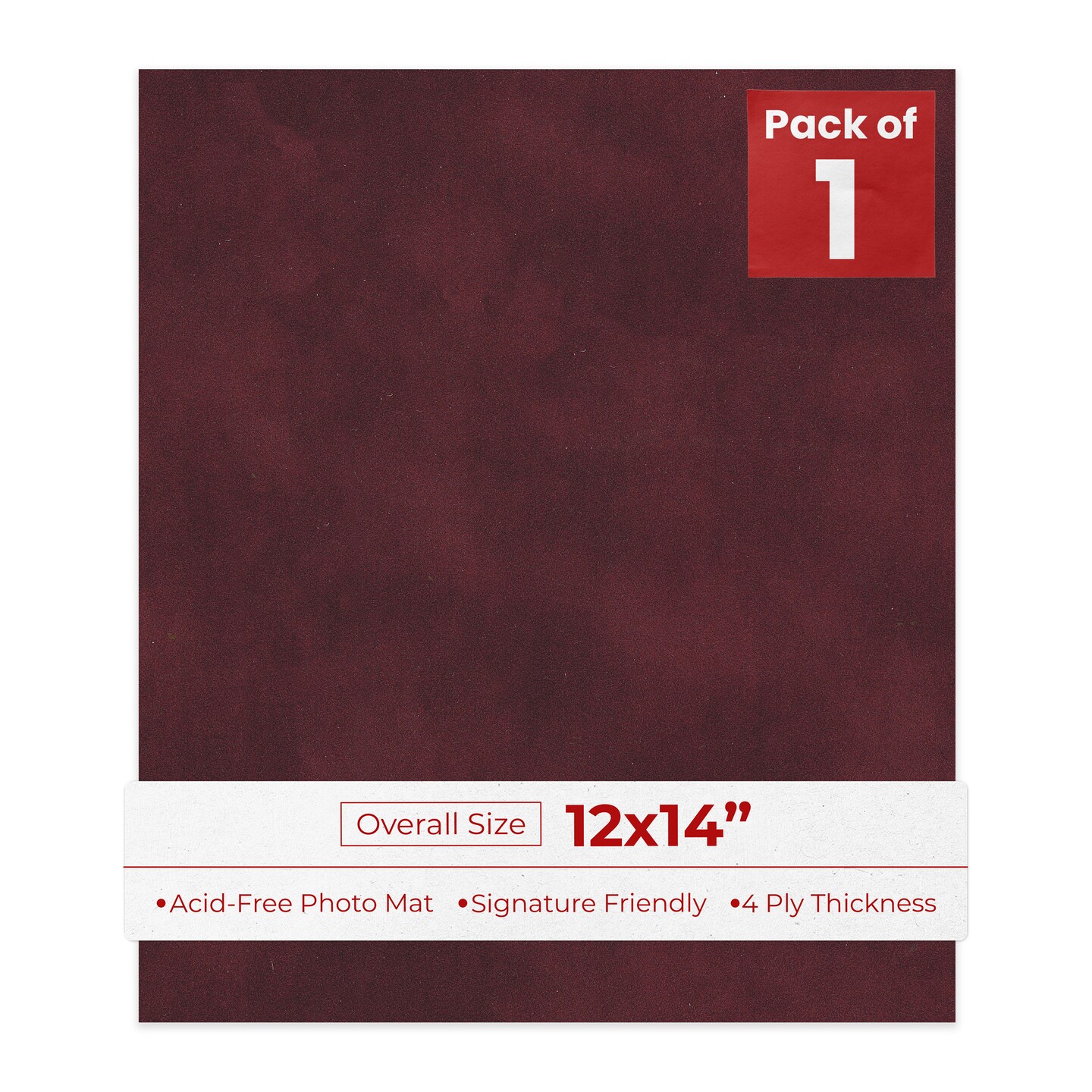 Dark Red Suede 12x14 Uncut Mat Board - Blank Sheet, No Opening