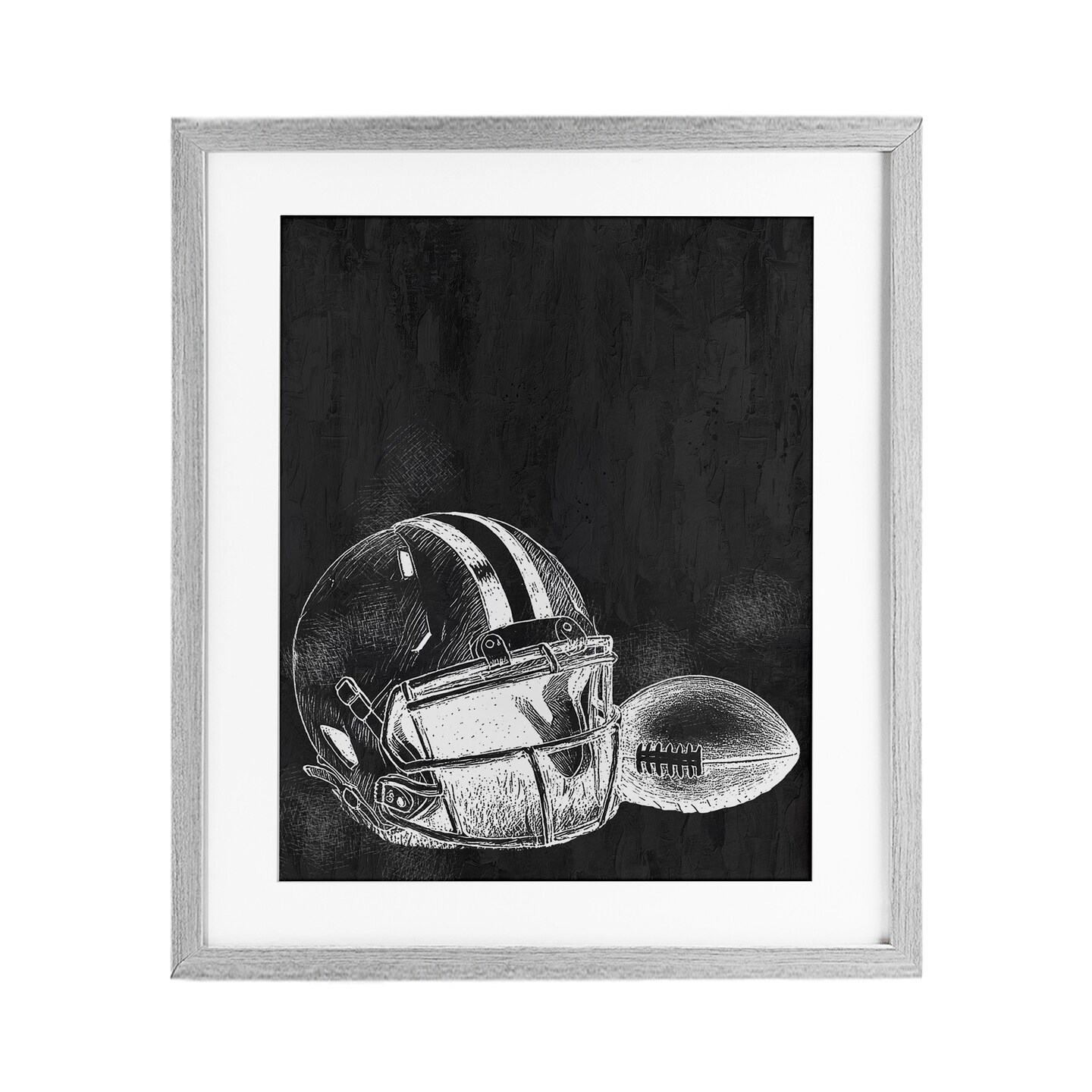 Stupell Industries Monochrome Football Helmet & Ball Black Framed Print Under Glass, design by Kim Allen