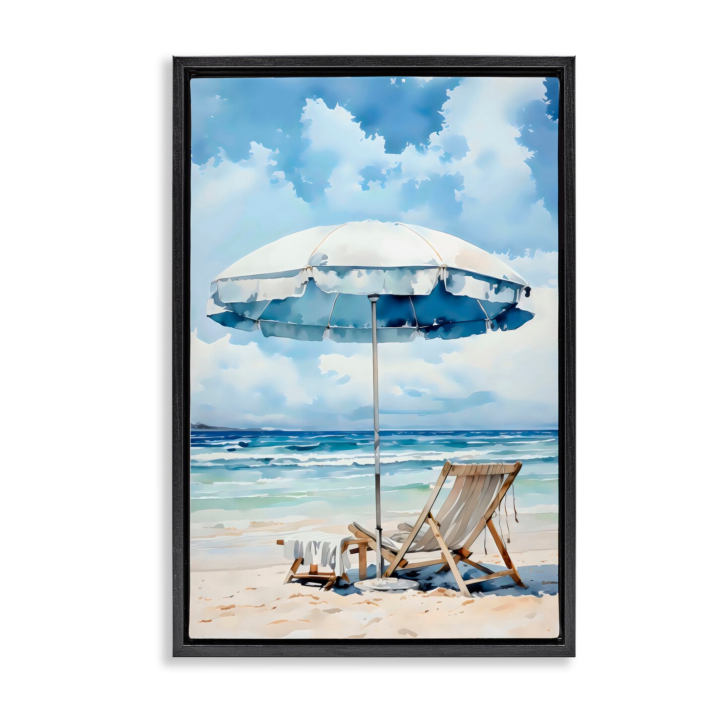 Stupell Industries Calm Ocean Waves Vacation Black Framed Floater Canvas Wall Art, design by LSR Design Studio