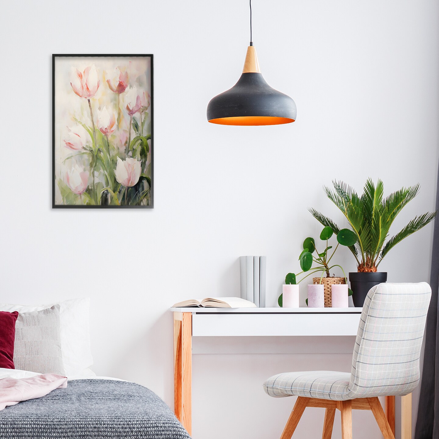 Stupell Industries Pale Pink Tulips Abstraction Black Framed Giclee Art, design by Creative Studio