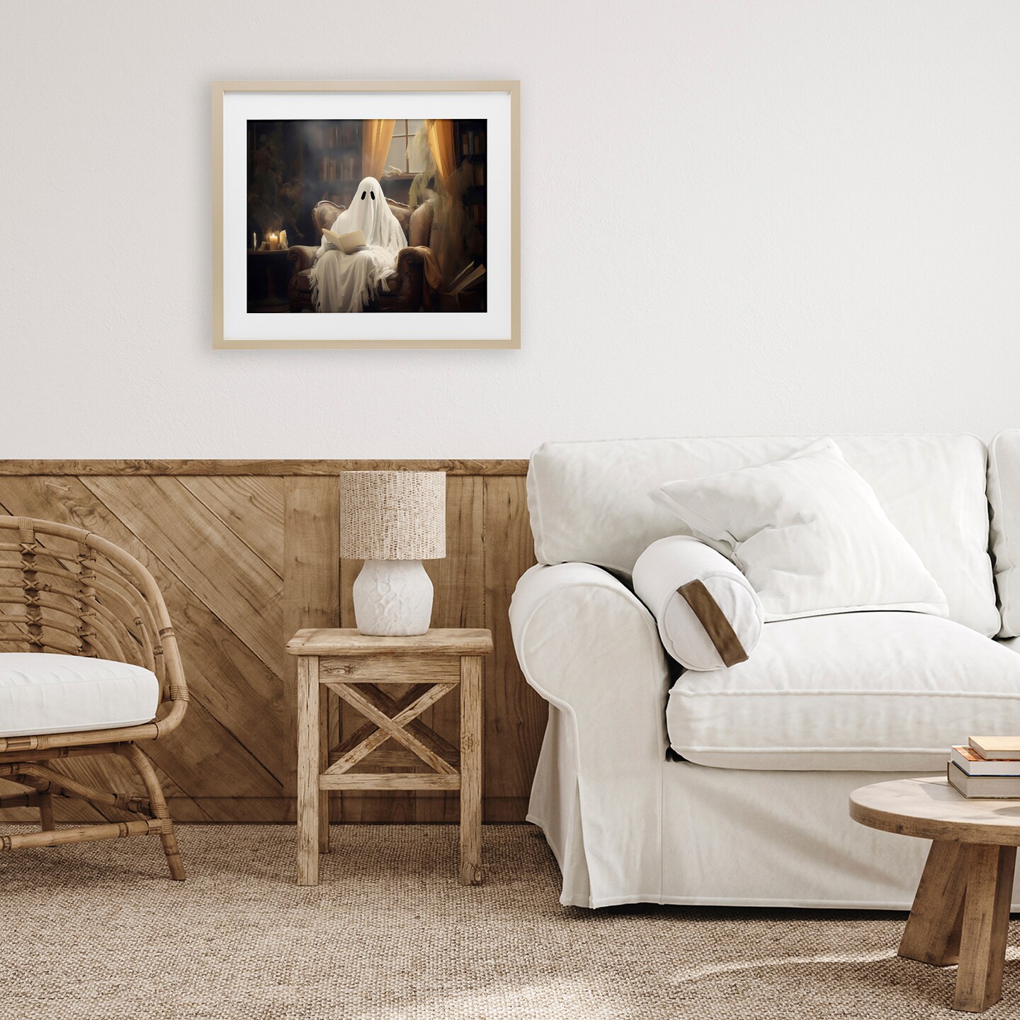 Stupell Industries Peaceful Reading Ghost Framed Print Under Glass, design by LSR Design Studio