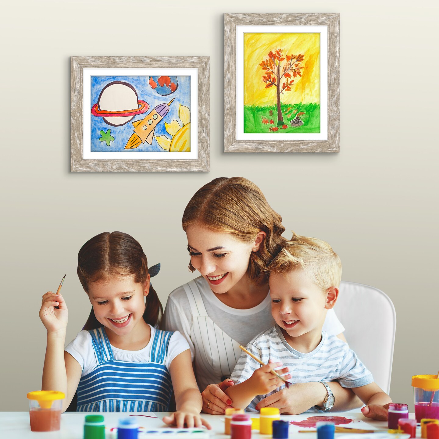 Americanflat 10x12.5 Kids Art Frame - Set of 2 - 8.5x11 with Mat or 10x12.5 without Mat - Kids Artwork Frame - Magnetic Frame Closure - Shatter Resistant Glass - Hanging Hardware