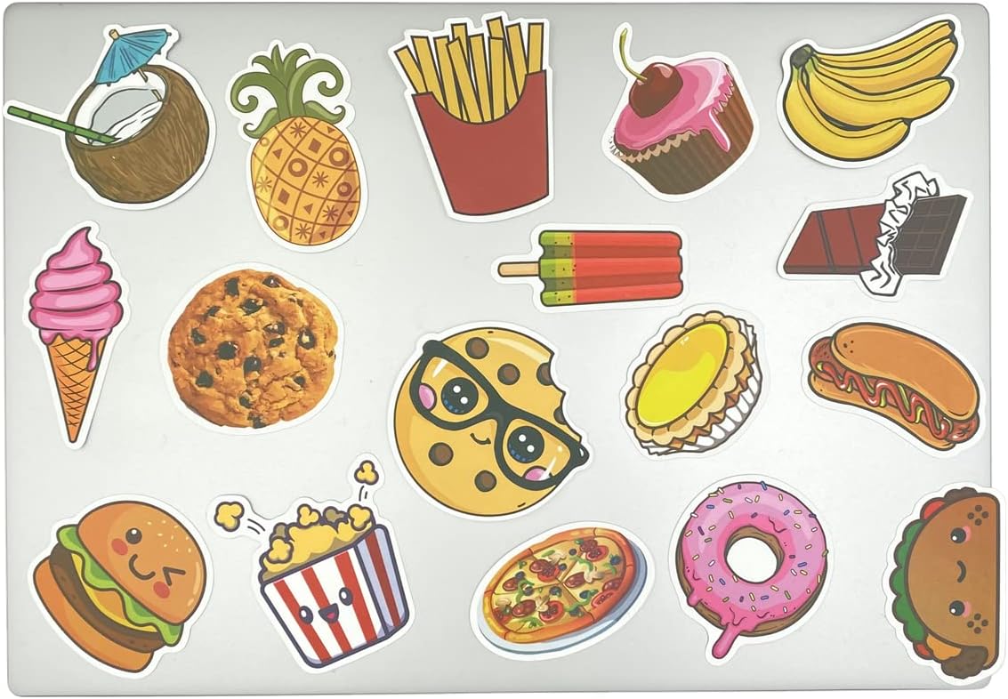 Cute Food Vinyl Stickers Pack for Water Bottles, Waterproof, Matte, 200 Pieces