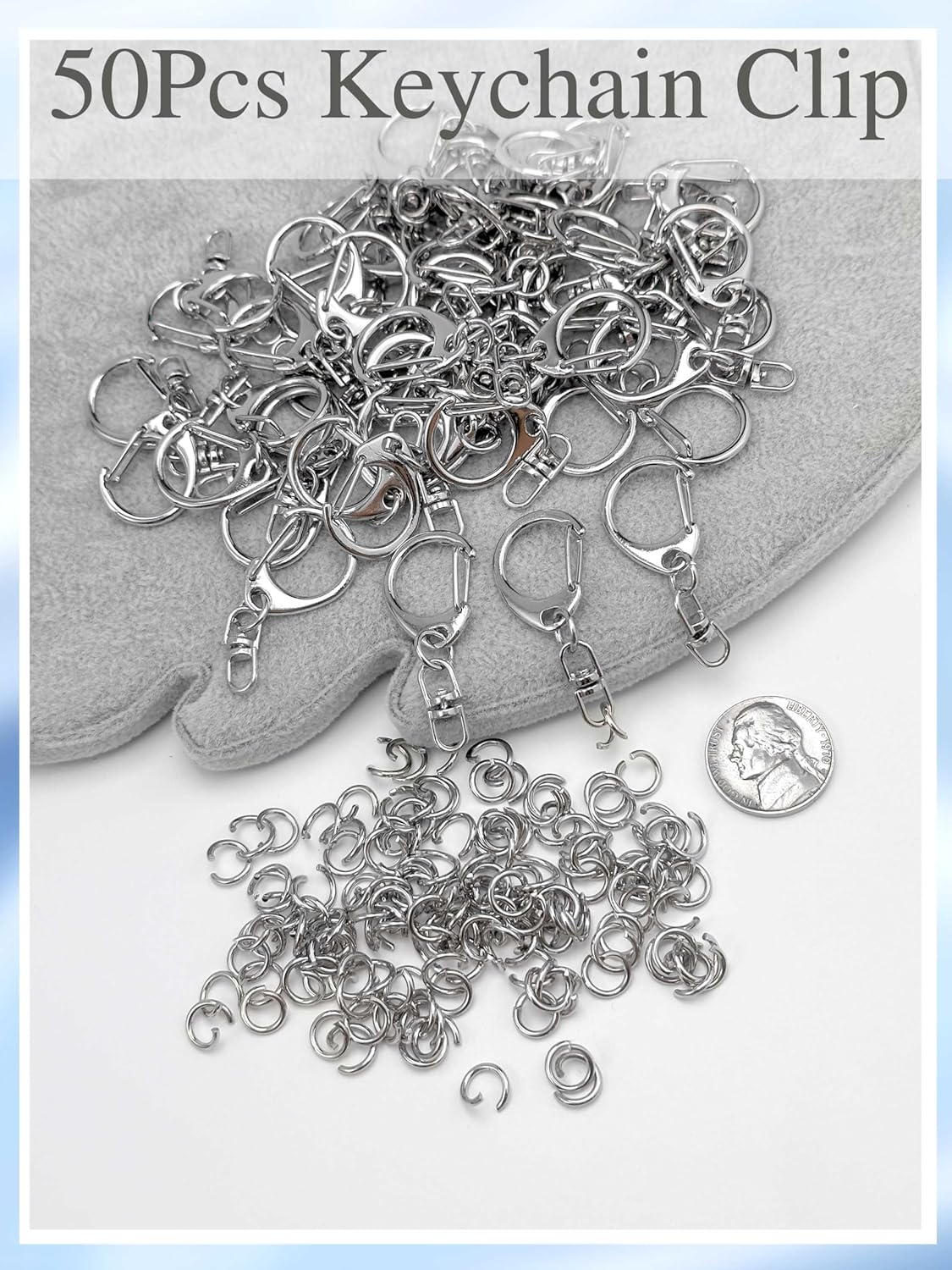 50-Piece Lobster Claw Clasps & Swivel Snap Hooks Kit – Includes Silver and Gold Keychain Rings for DIY Keychain and Craft Making