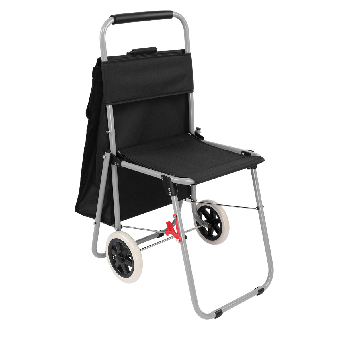 The ArtComber Folding Big Wheeled Portable Rolling Chair / Art Cart With Storage - Black