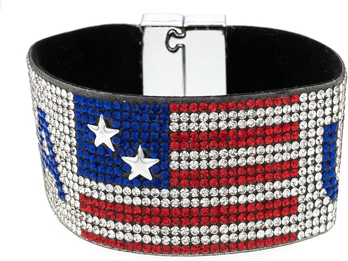 American Flag Bracelets for Women – Red, White & Blue Stretch Beaded Bracelets | 4th of July Patriotic Jewelry