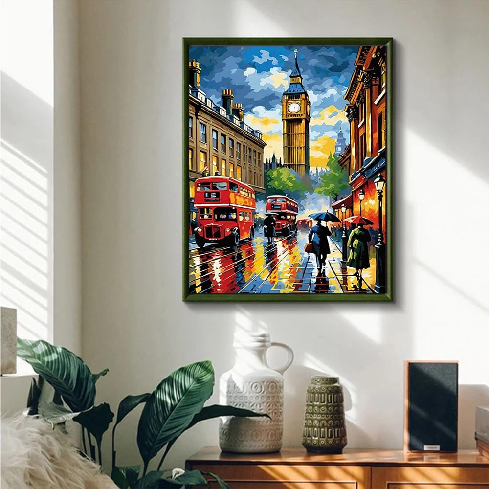Paint by Numbers Kit for Adults,London City Street Adult Paint by Number Kits