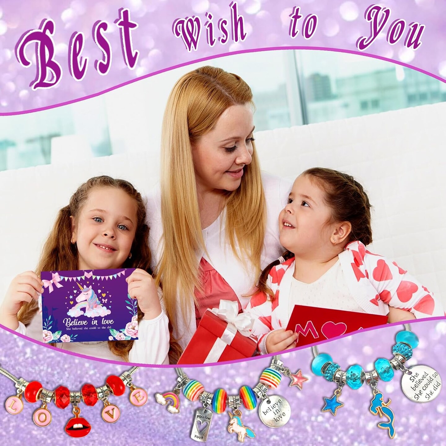 Charm Bracelet/Jewelry Making Kits for Kids Girls,Perfect Birthday Gifts,Arts Crafts Toys for 5 6 7 8 9 12 Years Old Girls