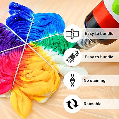 Rubber Bands for Tie Dye,115 Pcs Tie Dye Rubberbands Kit,Clear Silicone White Tie Dye Rubber Band for Kids Women Men Large Groups,T Shirt,Dress,Tank Top,Tshirts,Leggings,Swimsuits