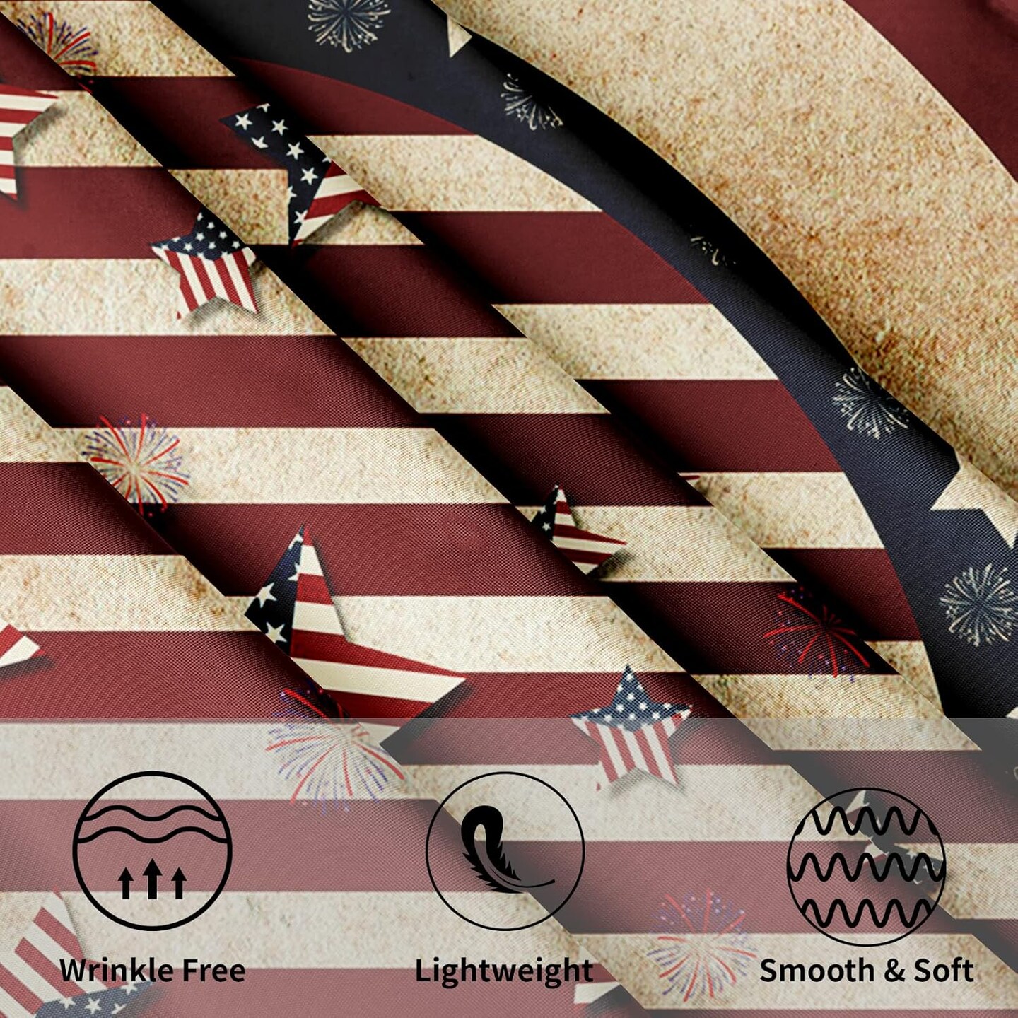 American Flag Tablecloth Round 60 Inch 4th of July Memorial Day Patriotic Table Cloth Wrinkle Resistant Rustic USA Independence Day Table Cover Decorative for Home Kitchen Dining Indoor Party Picnic