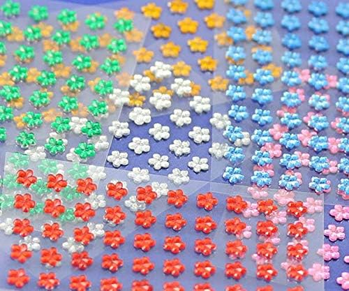 6mm Crystal LQ01 Flower Self-Adhesive Acrylic Rhinestones – Plastic Face Gems, Stick-on Body Jewels for DIY Cards, Invitations, and Crafts, Bling Stickers (5 Sheets, 250 Pcs)