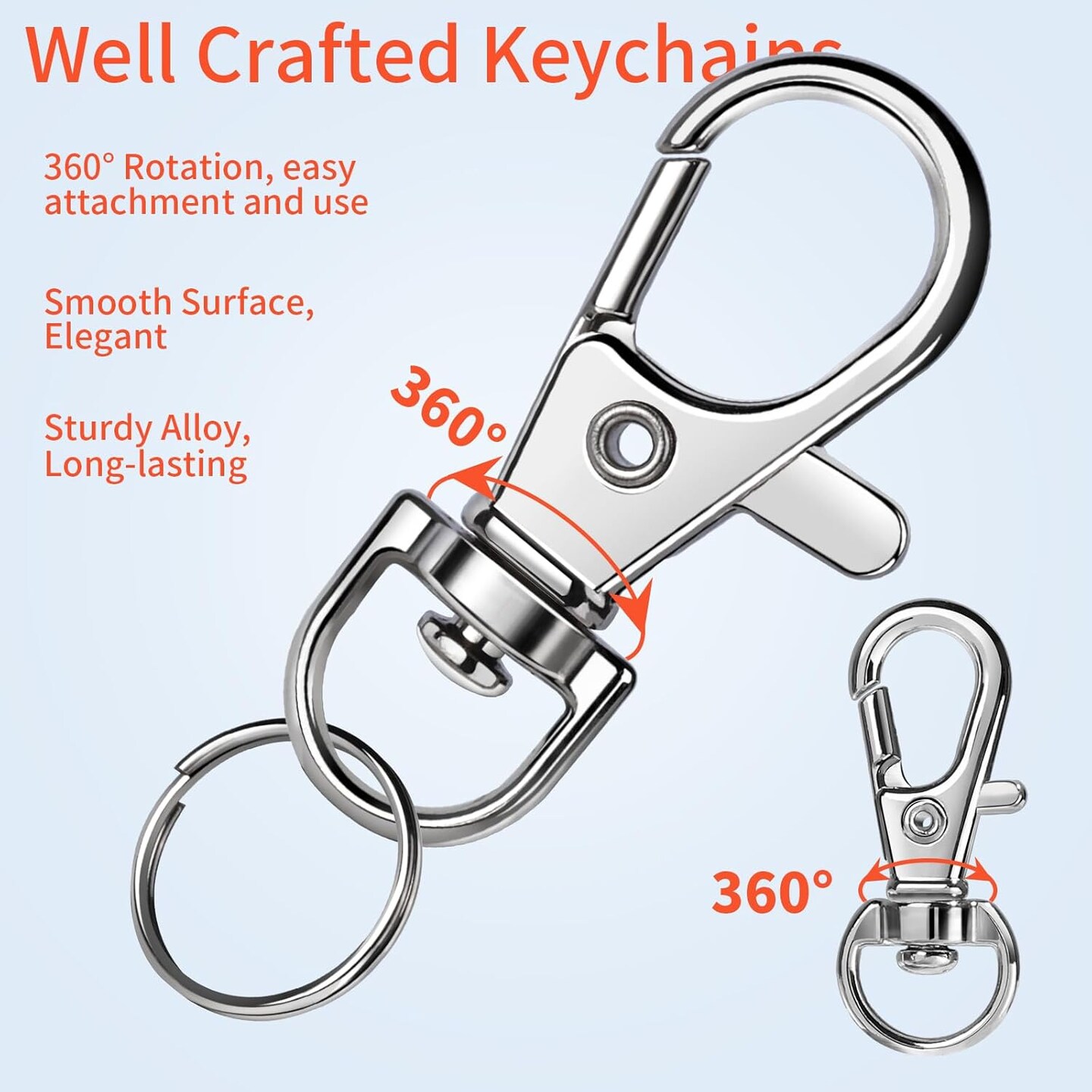 60 PCS Swivel Snap Hooks and Key Rings, Keychain Clips and Key Chain Rings, Keychain Making Kit, for Key Chains, Jewelry Making, Crafts, Silver