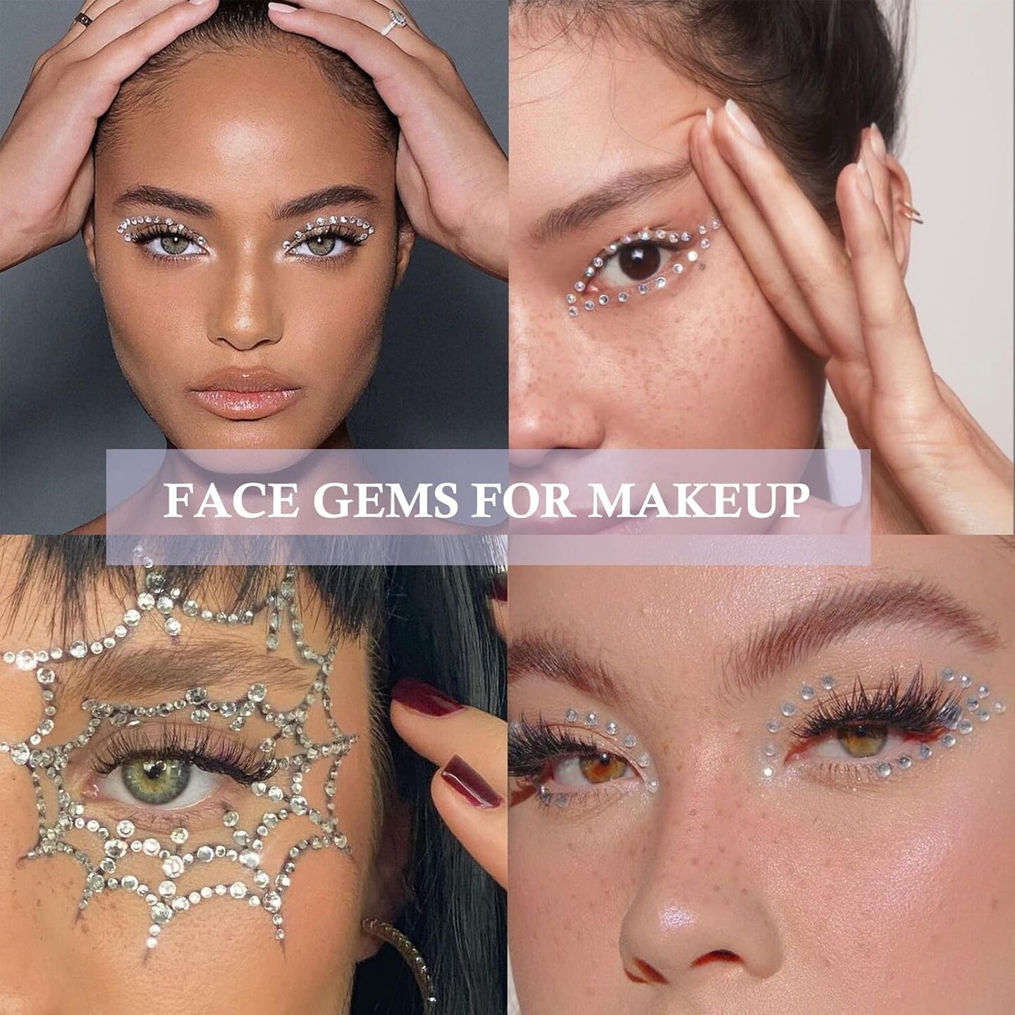 660Pcs Face Gems Hair Gems, Self-Adhesive Face Jewels Eye Jewels Rhinestones 3/4/5/6 mm DIY Face Gems Stick on, Halloween Makeup Gems Rave Accessories for Face Eyes Makeup Body, Crafts