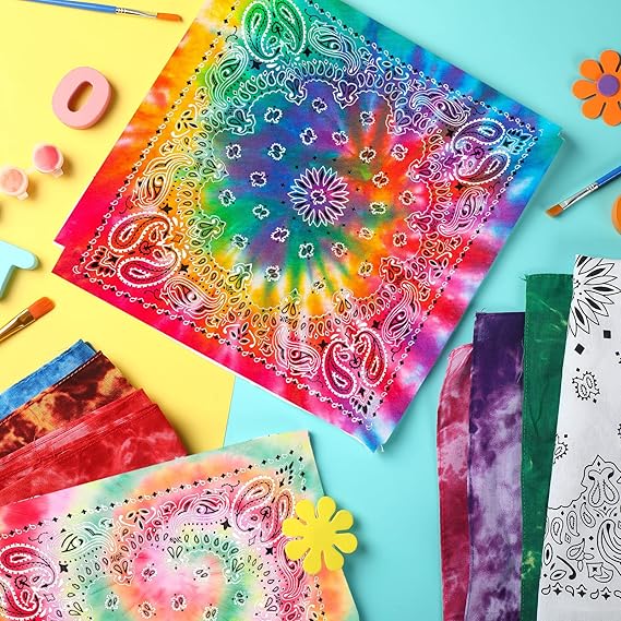 White Bandana Bulk for Tie Dying Cotton Paisley DIY Scarf Bandana Multipurpose Head Wrap for Tie Dye Favors