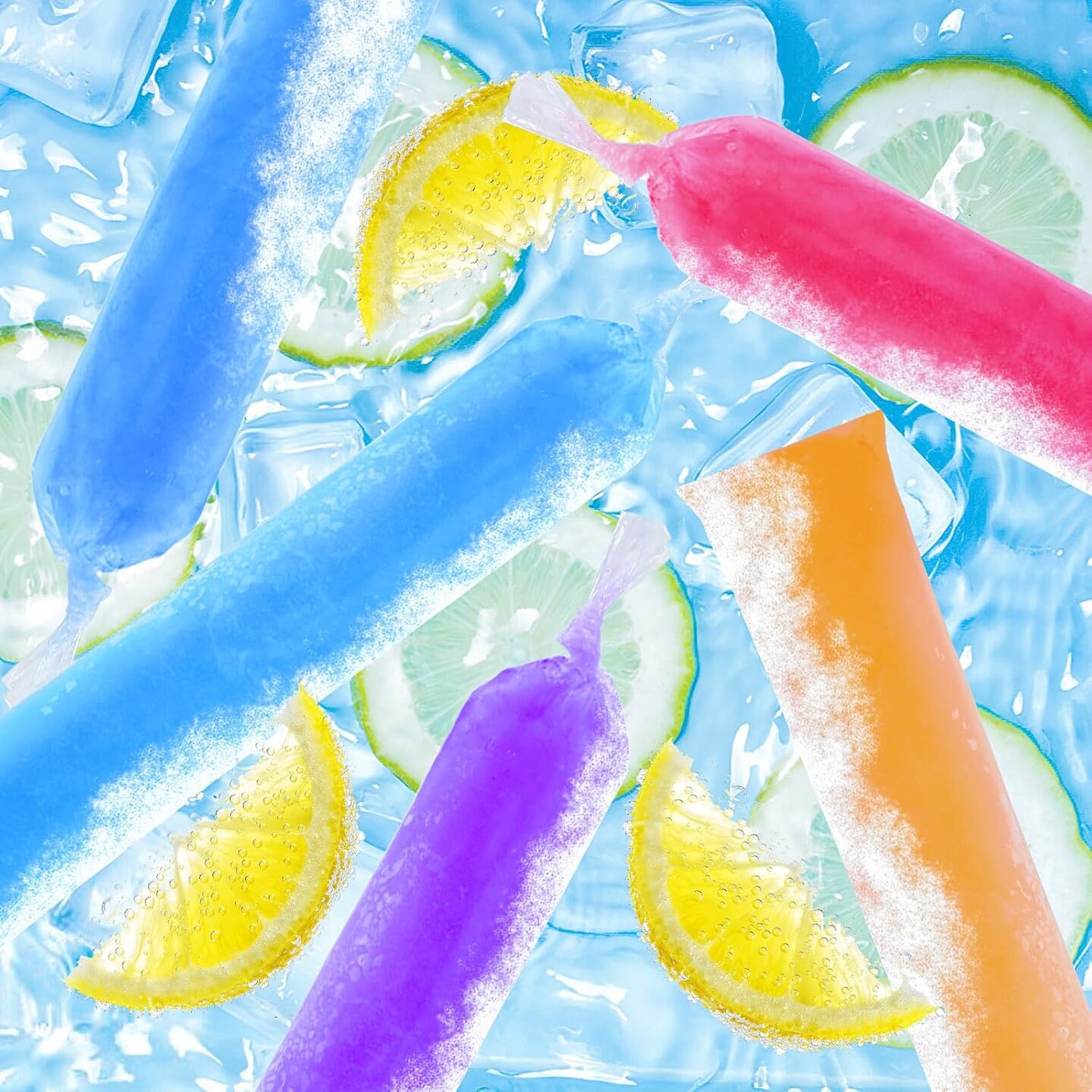 160 Large Ice Lolly Bags Disposable Ice Popsicle Mold, Freezer Tubes Ice Cream Mold Easy to Fill for Snacks Yogurt Juice Fruit Ice Candy Pops Comes with Funnel (4 x 12 Inch)