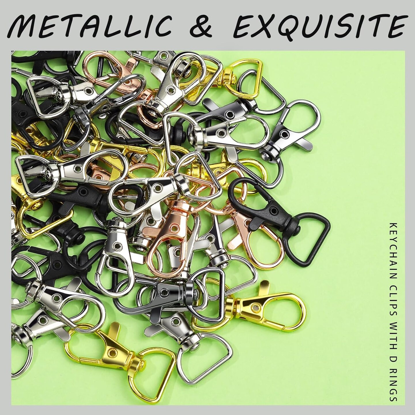 Swivel Snap Hooks and Key Rings, 60 Pcs Key Chain Hooks with Key Chain Ring, Lobster Claw Clasps for Keychains, Keychain Clips, Crochet Crafts, Lanyard, Jewelry Making, 5 Colors