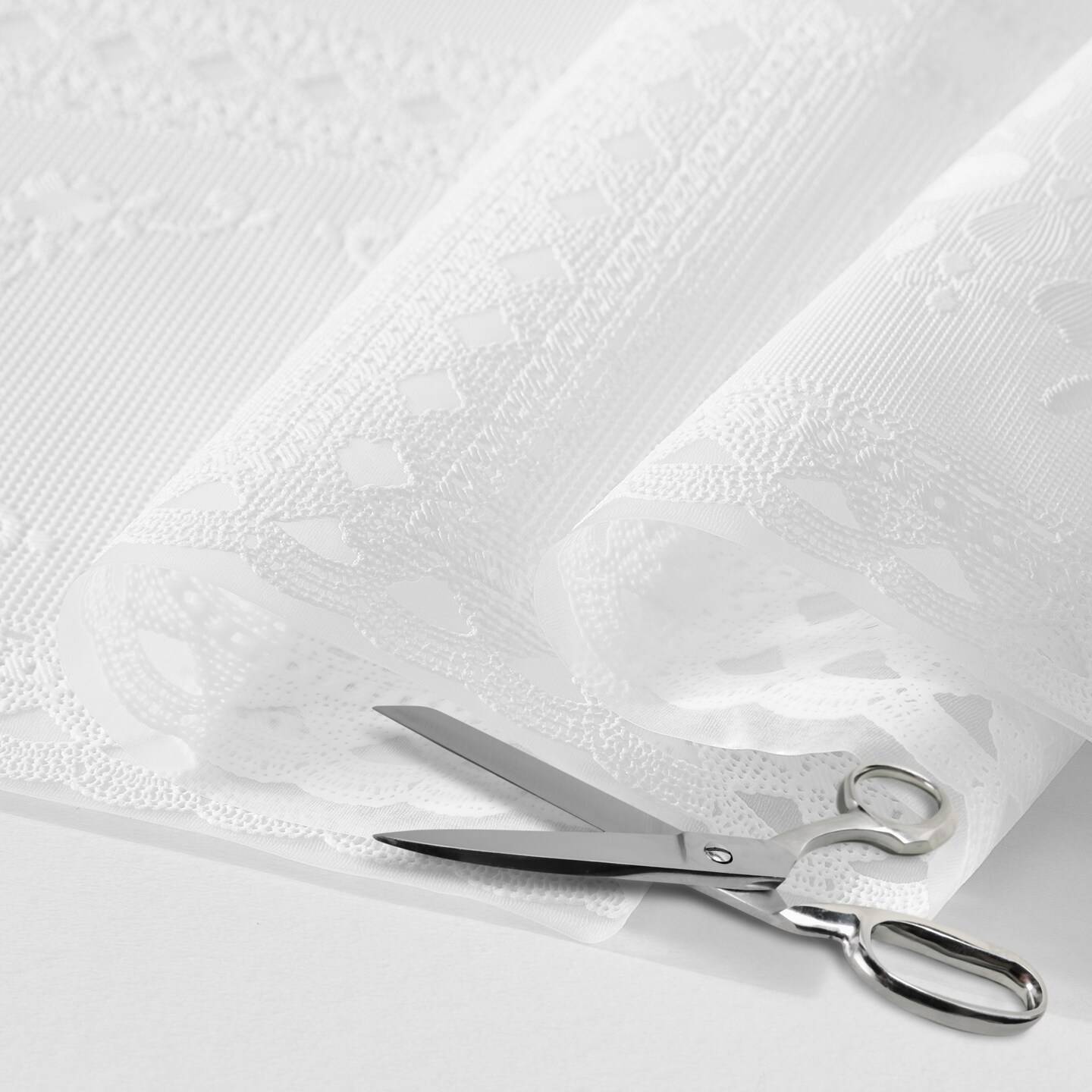 Threadmade Home Crochet Lace-Inspired 3-Yard Cut-to-fit Vinyl Tablecloth/Table Protector , White - 54"W x 108"L