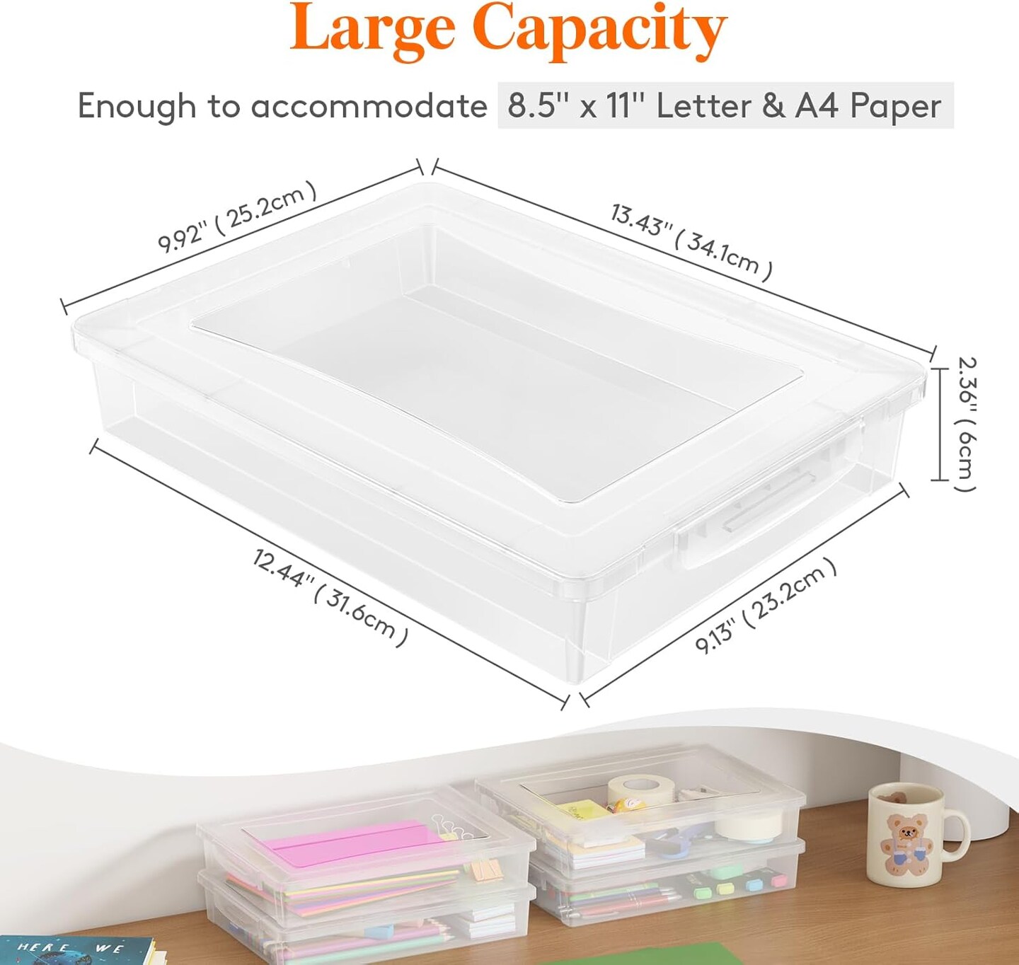 4 Pack Multi-Purpose Plastic Storage Box with Latching Lids - Clear