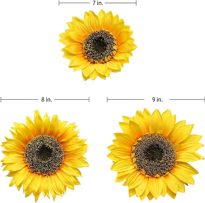Large Sunflowers Artificial Flowers 9&#x22; Full Bloom Long Stem Artificial Sunflower 33&#x22; Tall Sun Flowers Giant Silk Sunflowers with Stem Fake Sunflower Floral Arrangement for Home Wedding Decoration