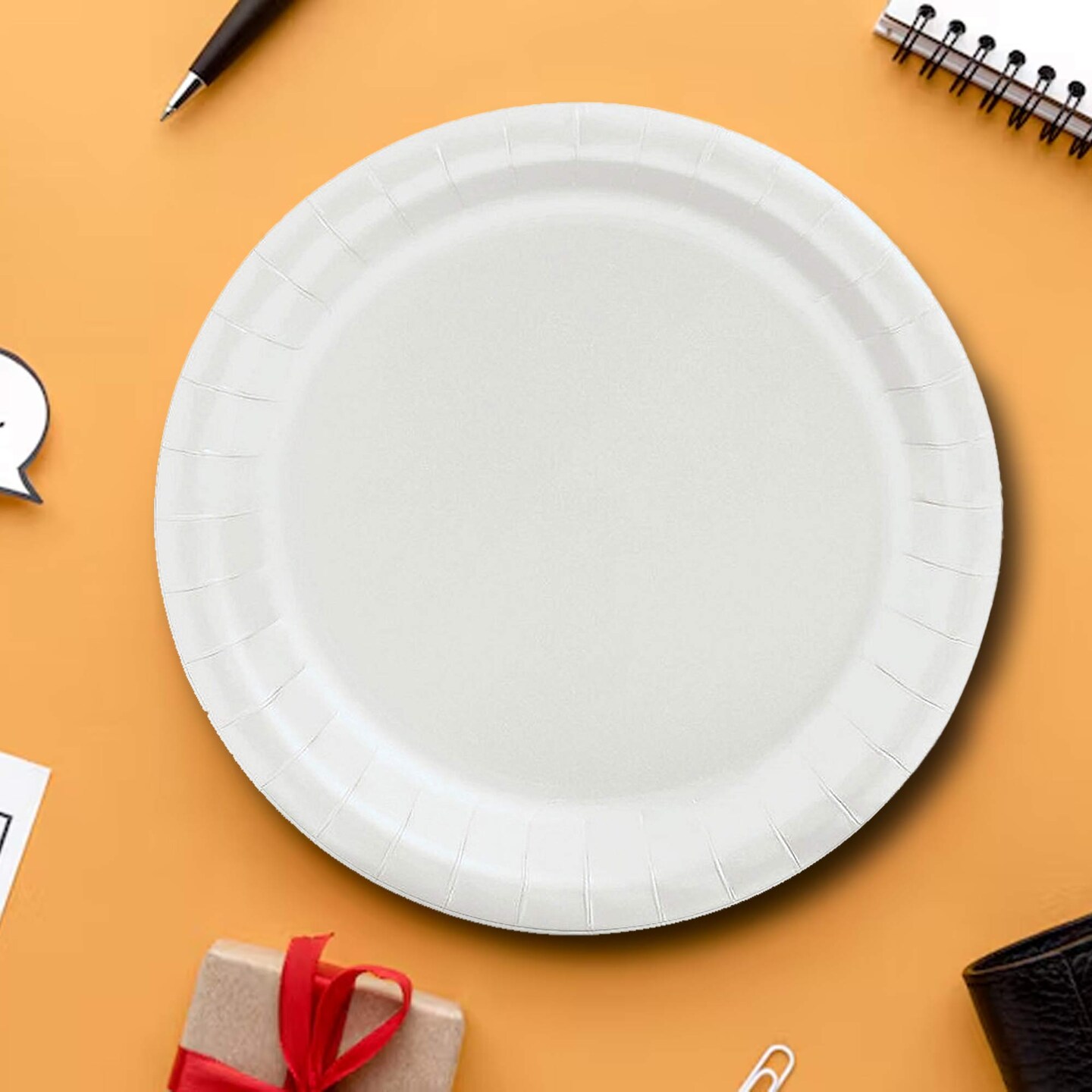 24 Count White Color Paper Plates Round 7 Inch Disposable Party Tableware