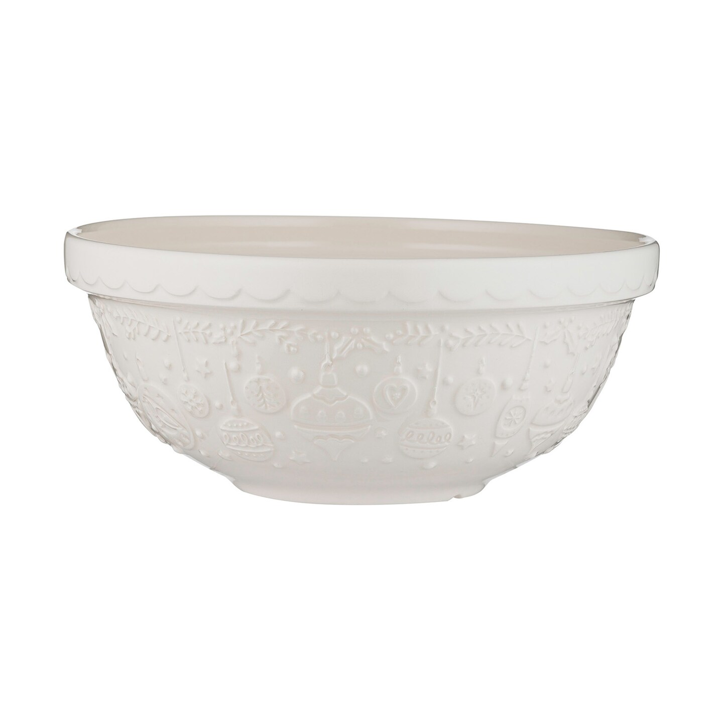 Mason Cash Deck The Halls Size 18 Cream Mixing Bowl, 2.85 Quart