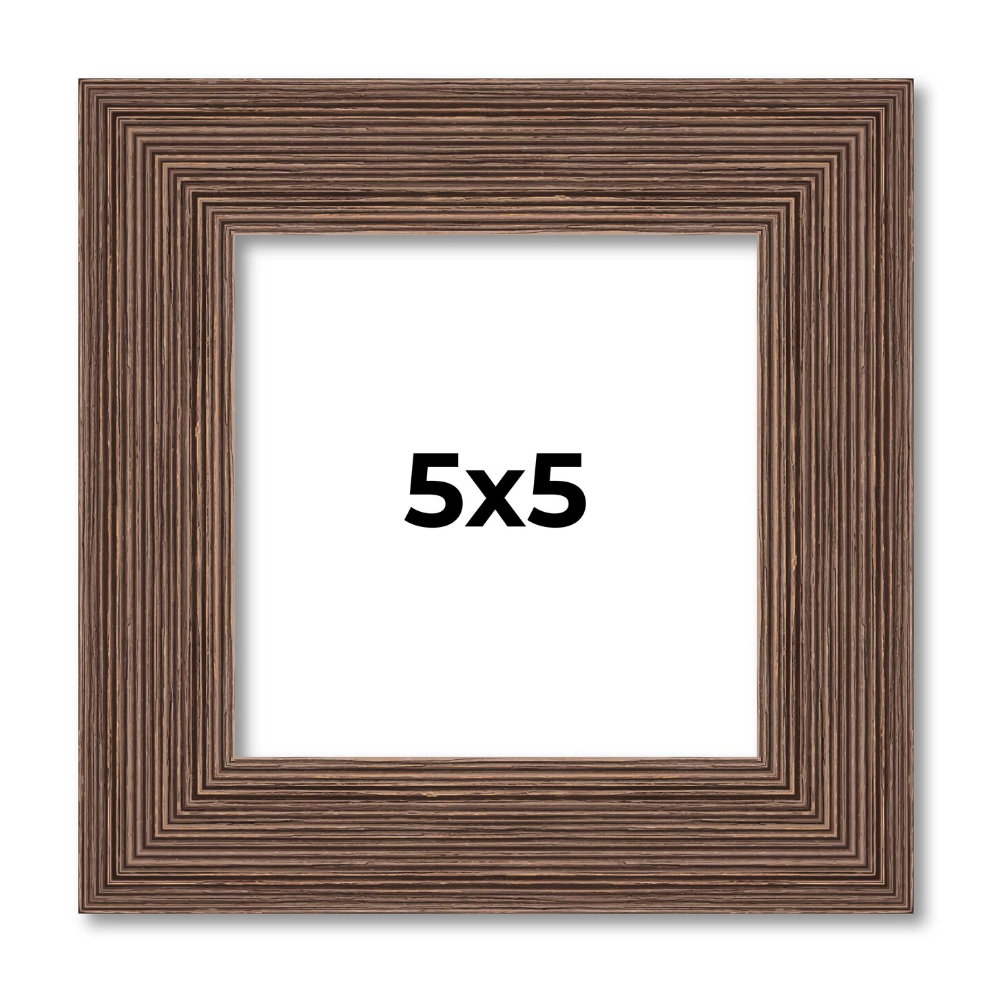 5x5 Wide Barnwood Picture Frame with UV-Resistant Acrylic & Acid Free Backing, Available in 6 Paint Finishes - Grey, Brown, White, and Black