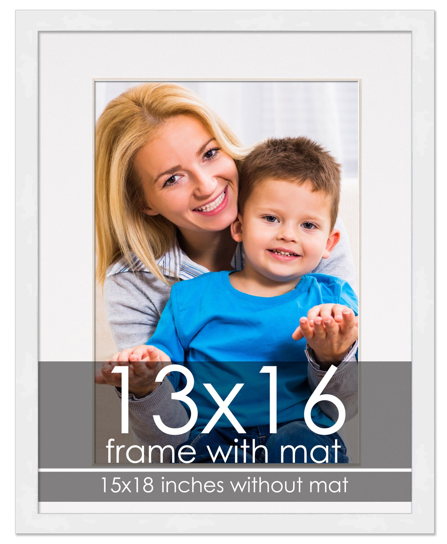 Modern White Frame with White Photo Mat, UV Acrylic Front, Foam Board Backing, 60 Sizes Available