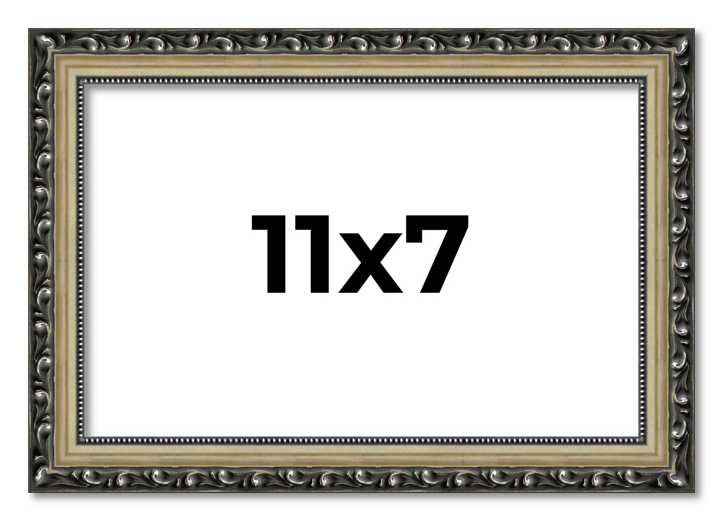 11x7 Solid Wood Antique Picture Frame with UV-Resistant Acrylic & Acid-Free Backing, Available in 4 Finishes: Bronze, Gold, Silver, and Gold with Black