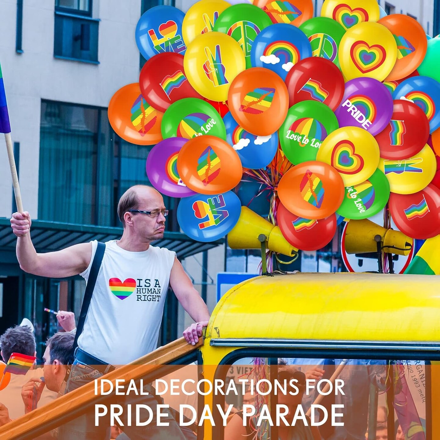 36 Pieces Pride Party Decorations Gay Pride Latex Balloons LGBT Birthday Party Balloons Rainbow Pride Love Love is Love Balloon Backdrop for LGBT Pride Month Decoration Supplies