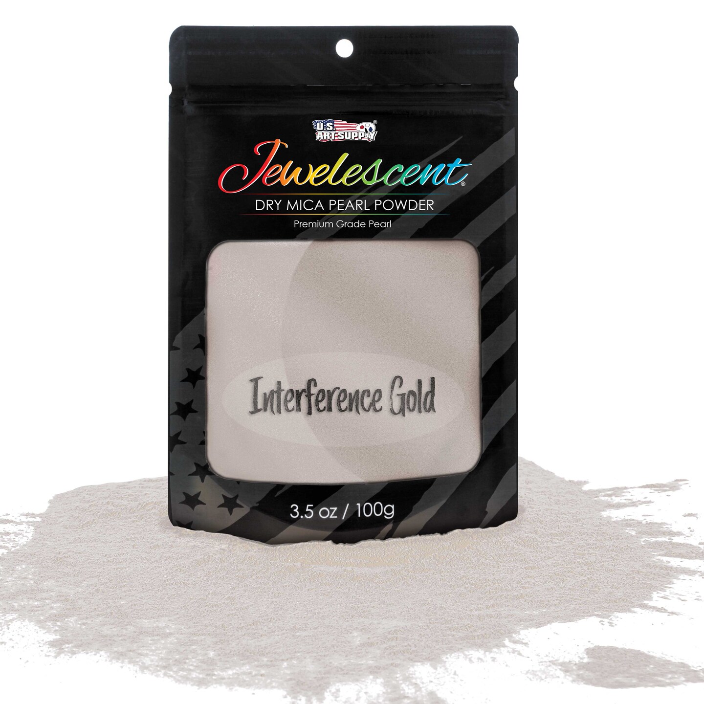 Jewelescent Mica Pearl Pigment Powder, Interference Gold 3.5 oz (100g) Pouch - Cosmetic Grade, Epoxy Resin Color Pigment, Mica Powder for Resin, Soap, Slime, Candle Dye, Art, Crafts