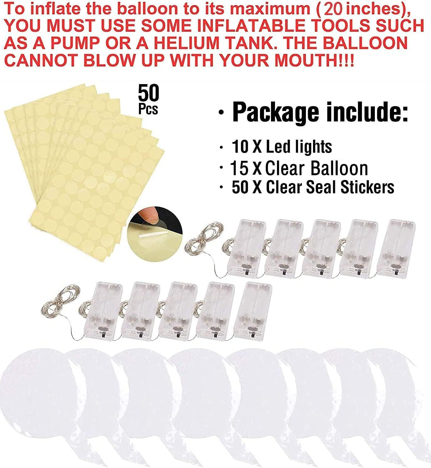 LED Balloons Light Up Clear Bobo Balloons Transparent for Party, Birthday, Anniversary, Wedding (Pink, No Battery)