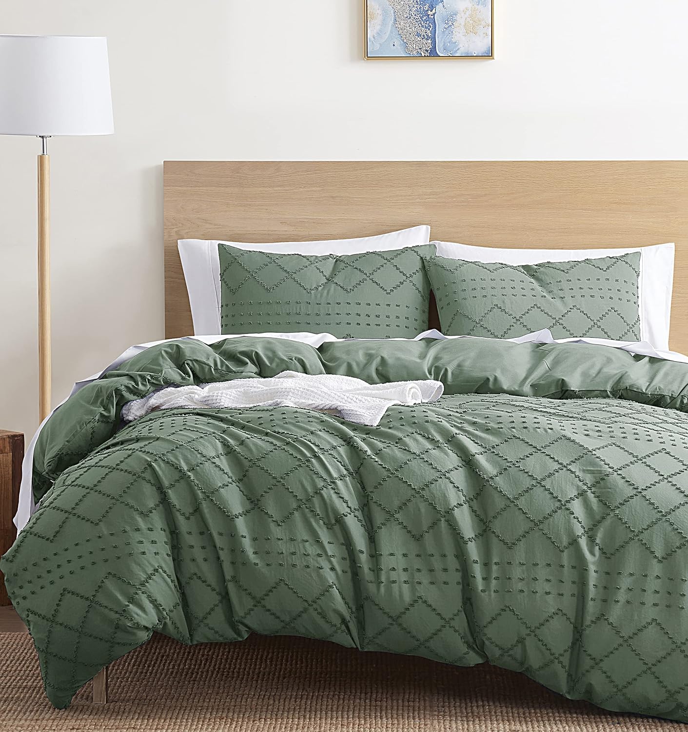 Nestl Bedding Tufted Duvet Cover Set with Quilted Down Alternative Comforter Insert