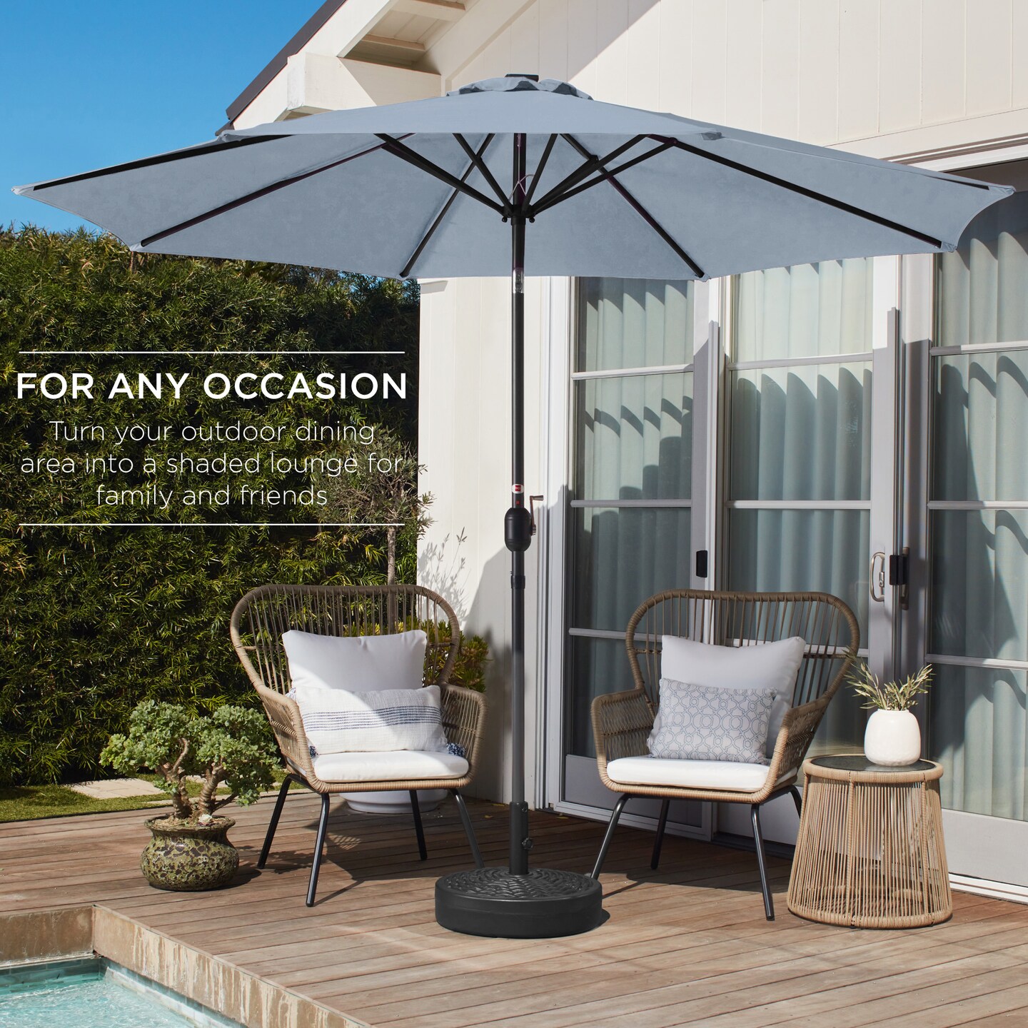 Best Choice Products 10ft Outdoor Steel Market Patio Umbrella w/ Crank, Tilt Push Button, 6 Ribs