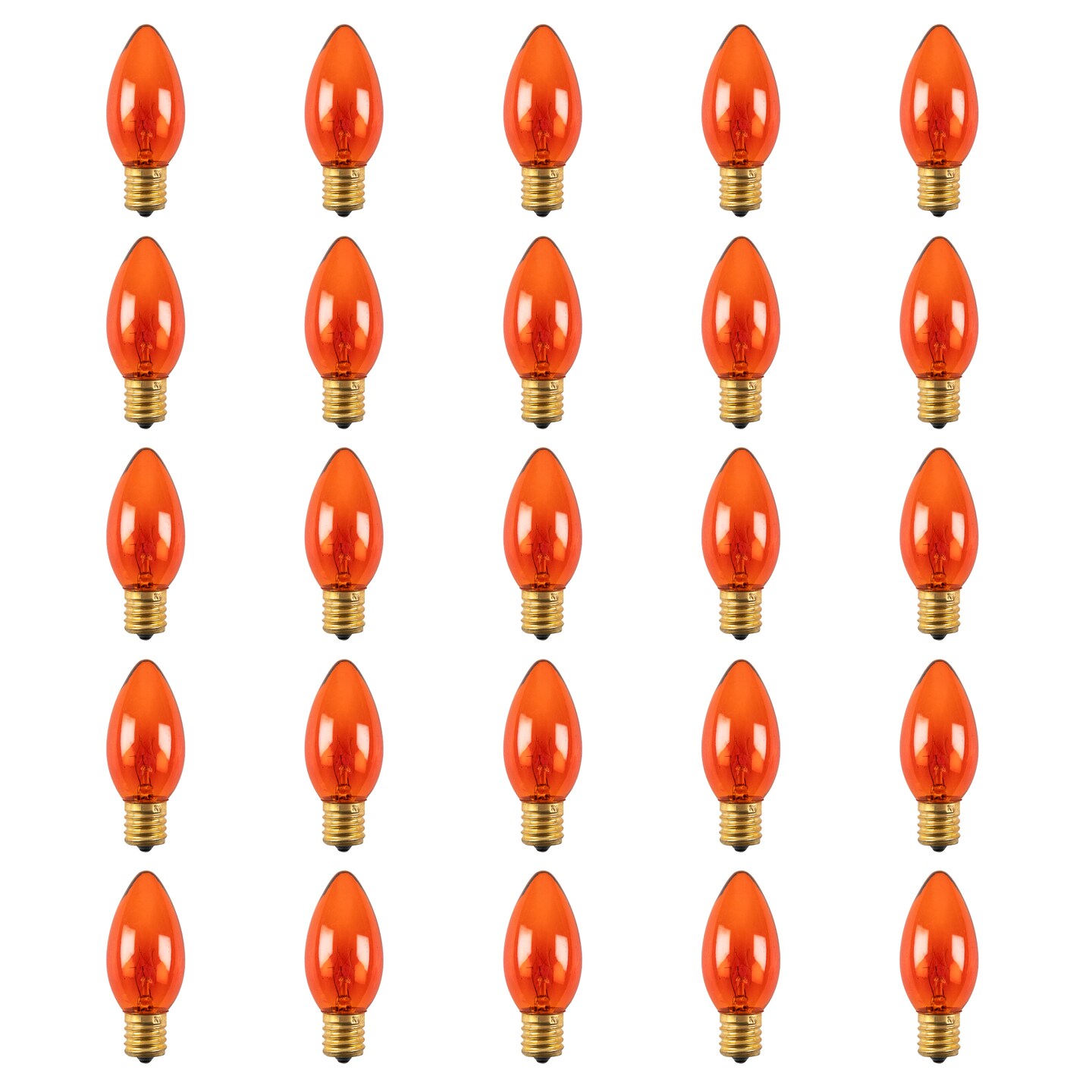 Northlight C9 Transparent Incandescent Christmas Replacement Bulbs - Orange - Pack of 25