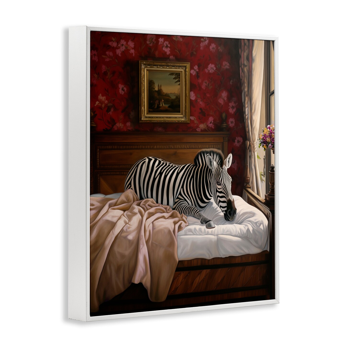Stupell Industries Zebra on Regal Bed Framed Giclee Wall Art Design by Ziwei Li