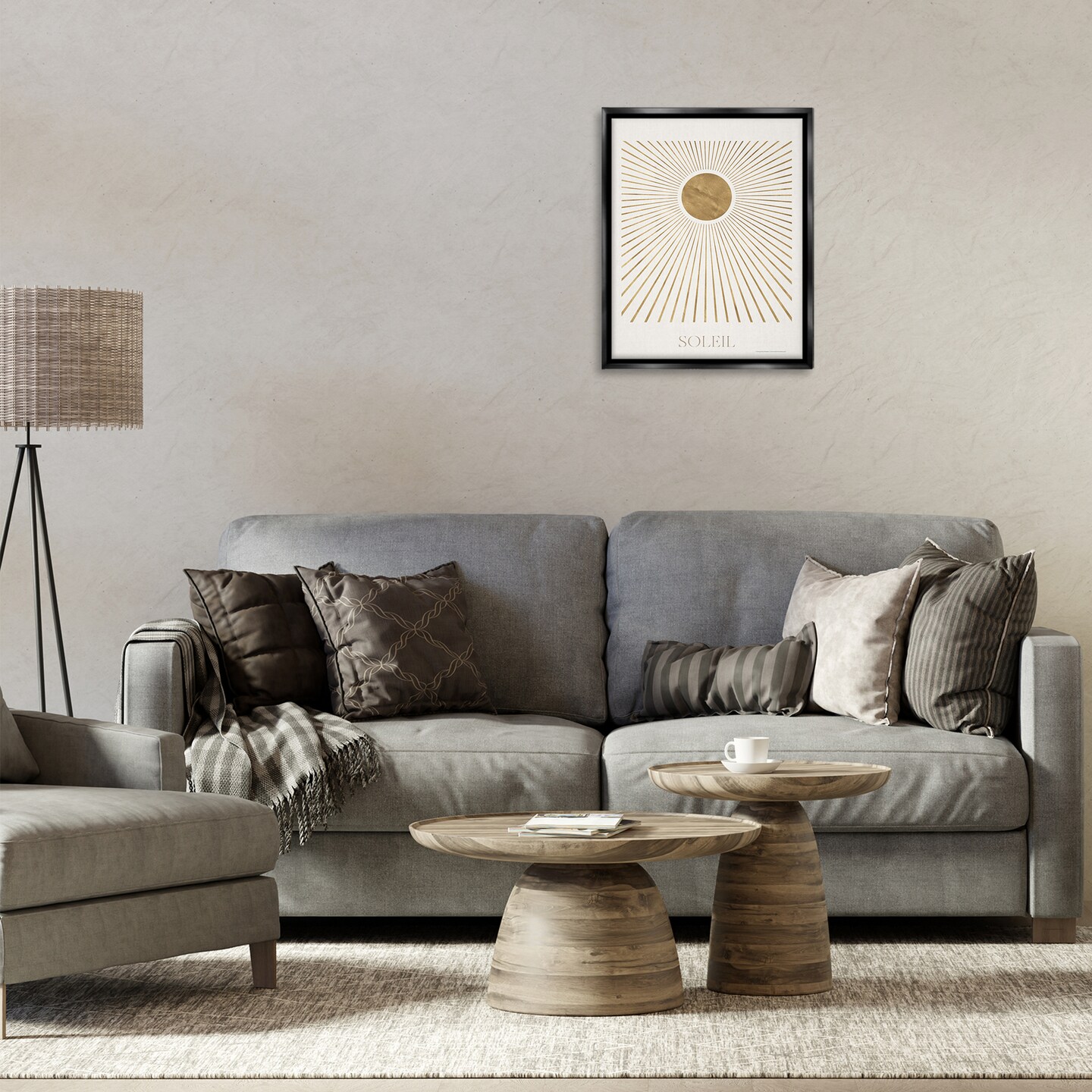 Stupell Industries Soleil Boho Sun Framed Floater Canvas Wall Art Design by Reinders