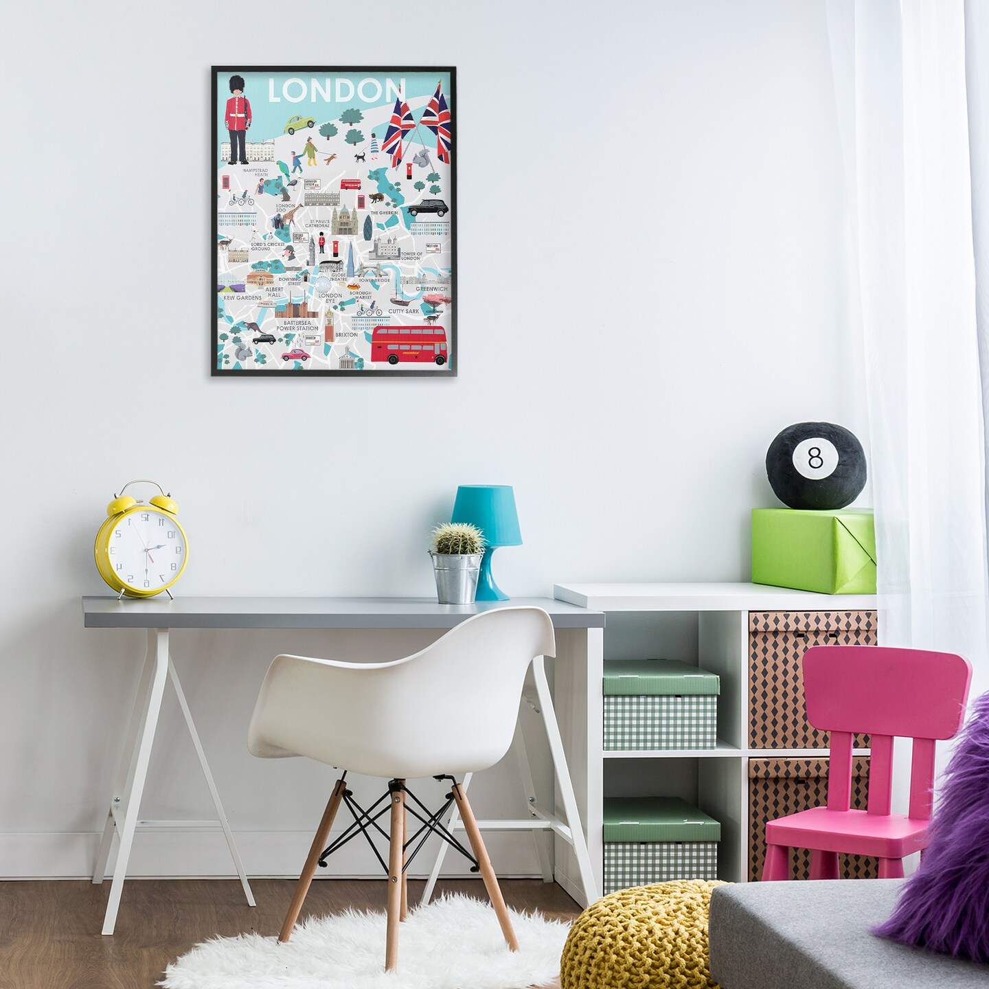 Stupell Industries London Landmark Map Framed Giclee Wall Art Design by Betty Boynes