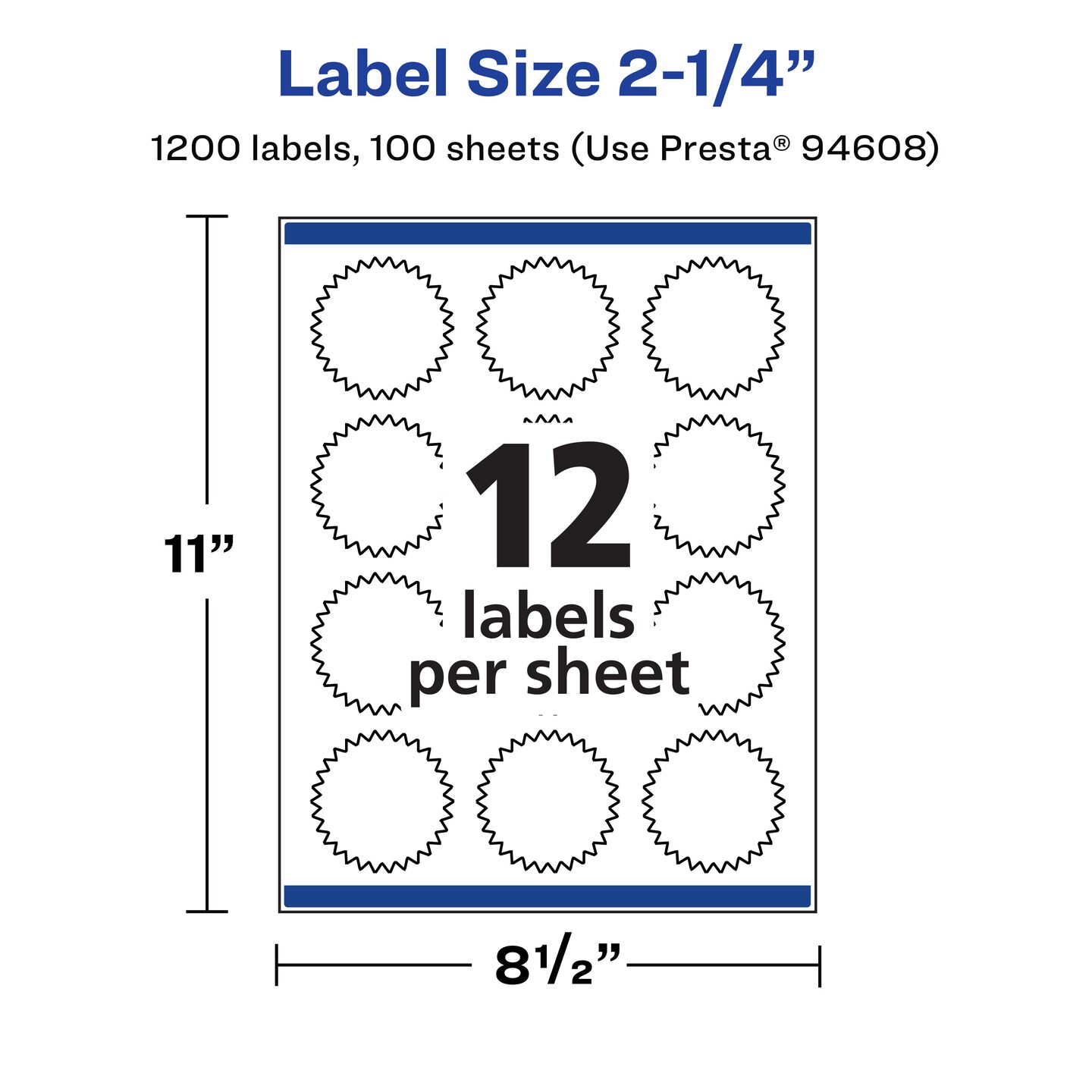 Avery Matte White Removable Starburst Labels with Sure Feed Technology, Print-to-the-Edge, 2.25&#x22;