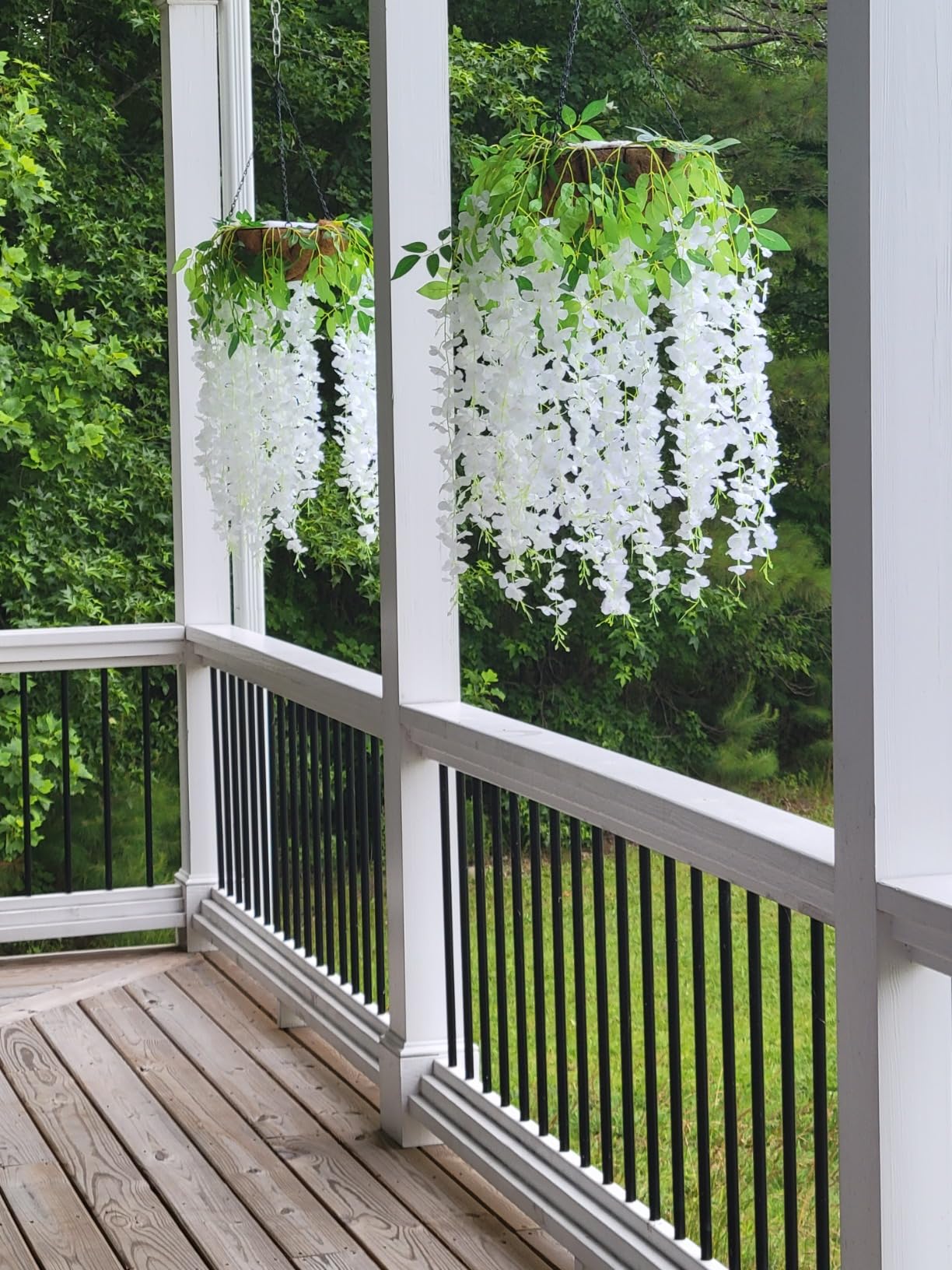 Artificial Wisteria Vine Hanging Rattan Garland Silk Flower for Wedding Party Home Garden Outdoor Ceremony Floral Décor, White