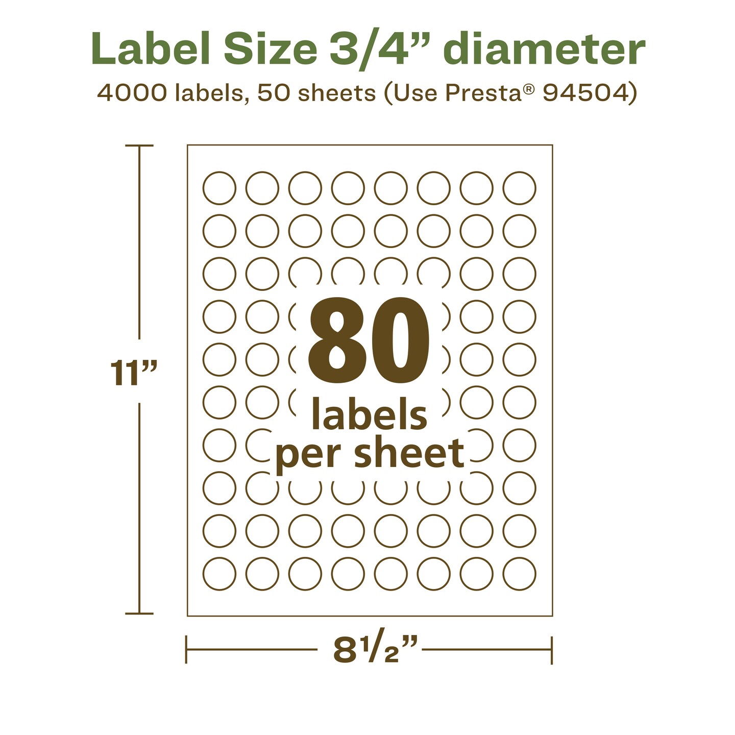 Avery Recycled Matte White Labels,  3/4&#x22; diameter Round