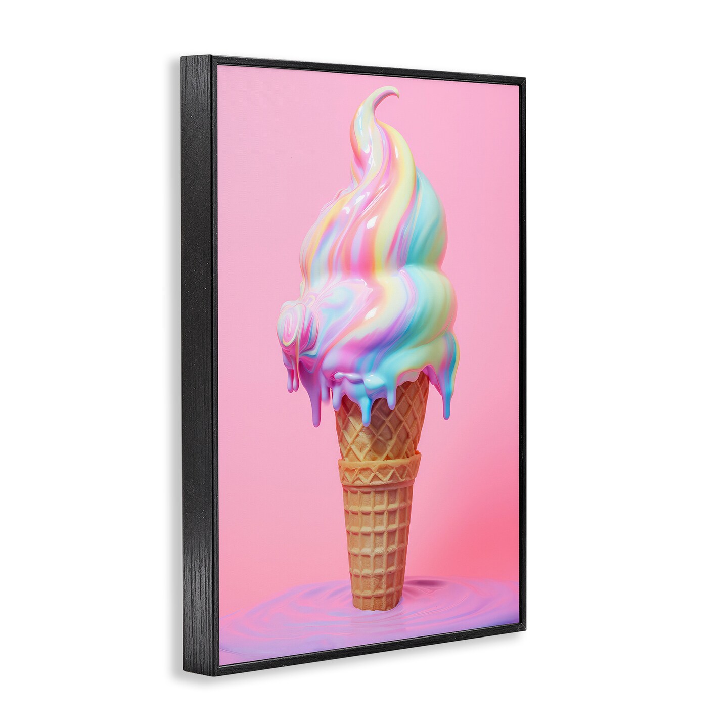 Stupell Industries Dripping Pastel Ice Cream Framed Giclee Wall Art Design by Raymond Powers