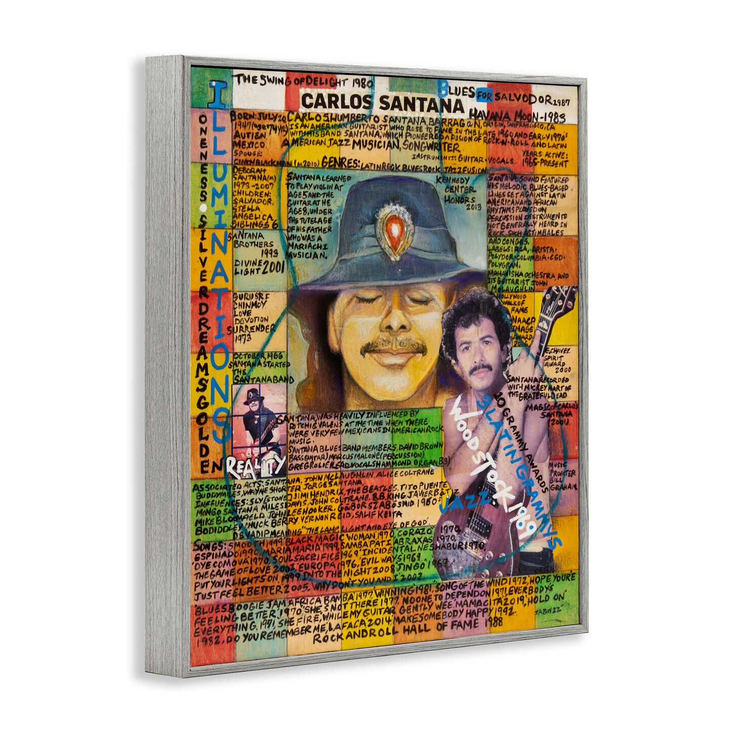 Stupell Industries Carlos Santana Collage Framed Giclee Wall Art Design by Sabin